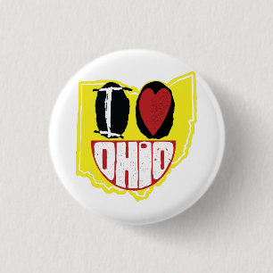 I Love Ohio Smiling Happy Face  1 Inch Round Button