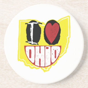I Love Ohio Smiling Happy Face Coaster