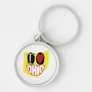 I Love Ohio Smiling Happy Face  Keychain