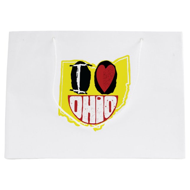 I Love Ohio Smiling Happy Face  Large Gift Bag (Front)