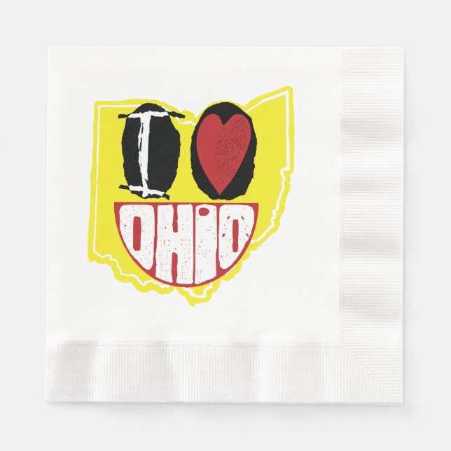 I Love Ohio Smiling Happy Face  Napkin (Front)