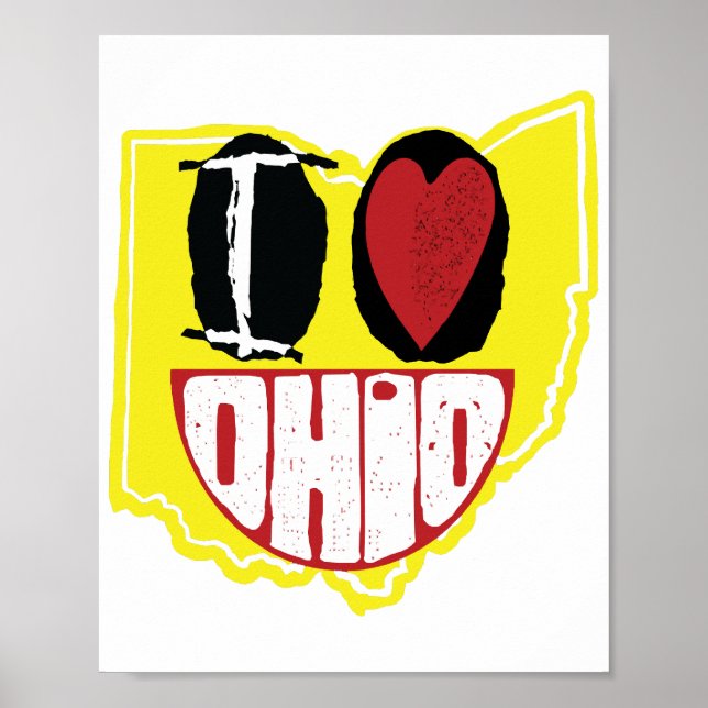 I Love Ohio Smiling Happy Face  Poster (Front)