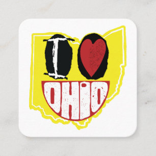 I Love Ohio Smiling Happy Face Square Business Card