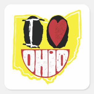 I Love Ohio Smiling Happy Face  Square Sticker