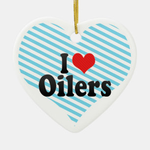 I Love Oilers Ceramic Ornament