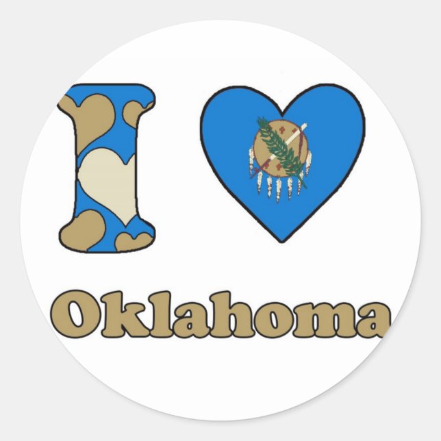 I love Oklahoma Classic Round Sticker (Front)