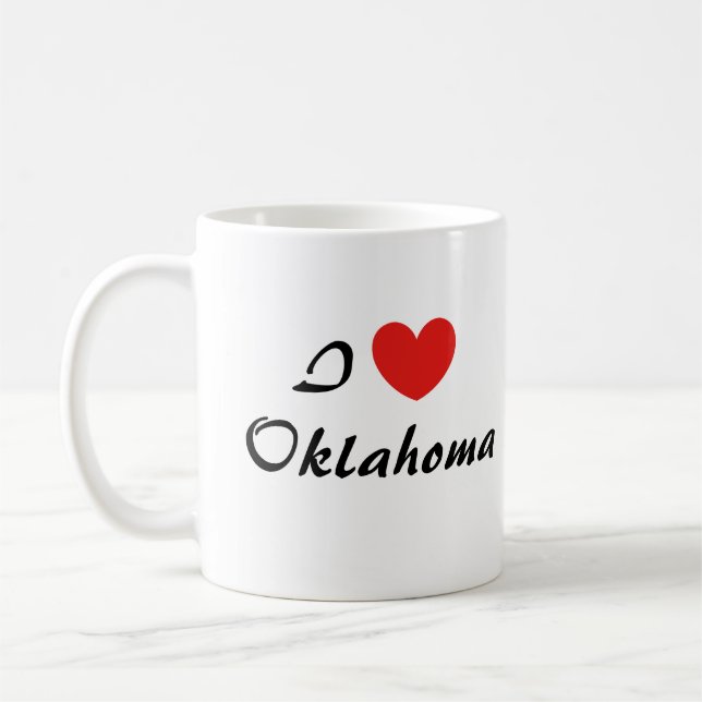 I Love Oklahoma Heart Typography Coffee Mug (Left)
