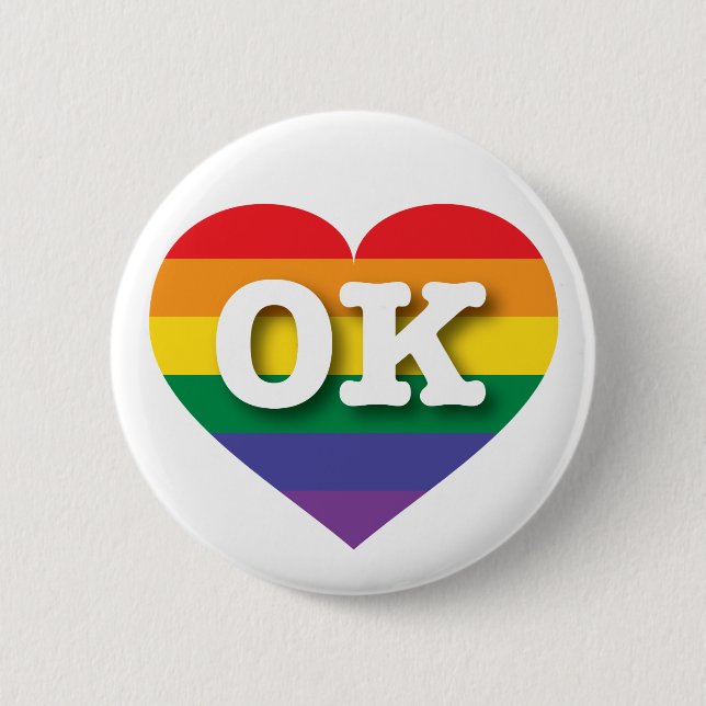 I Love Oklahoma Rainbow Heart 2 Inch Round Button (Front)