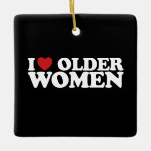 I Love Older Women I Heart Groovy Ceramic Ornament