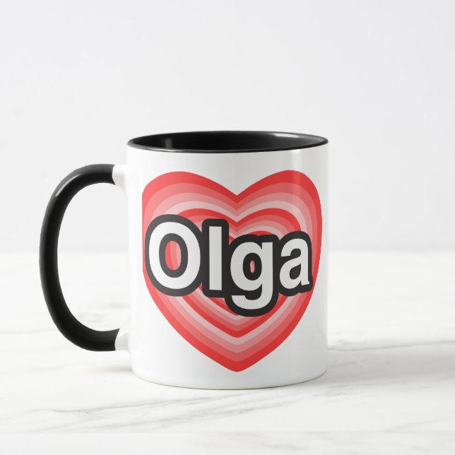 I love Olga. I love you Olga. Heart Mug (Left)