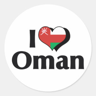 I Love Oman Flag Classic Round Sticker