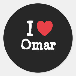 I love Omar heart custom personalized Classic Round Sticker