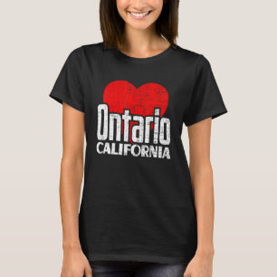 I Love Ontario California Retro Big Heart Ontario  T-Shirt