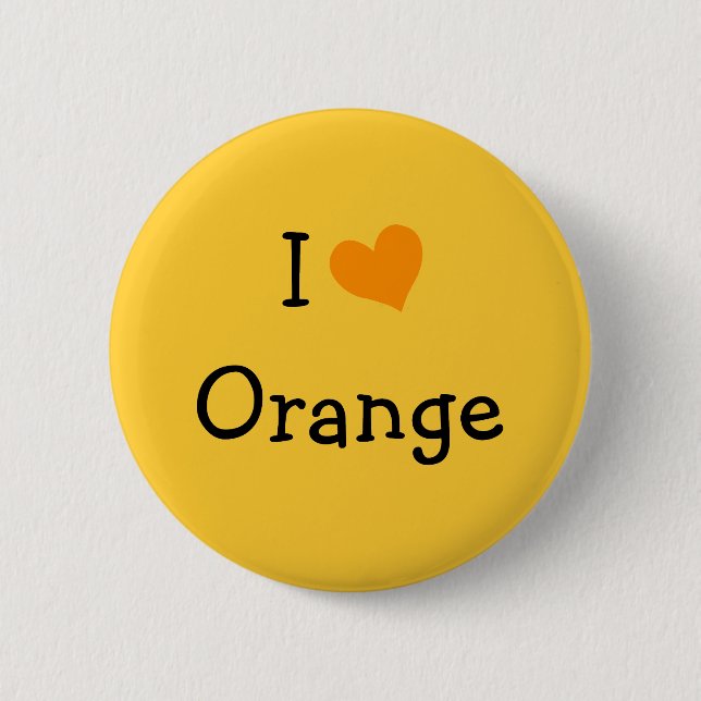I Love Orange 2 Inch Round Button (Front)