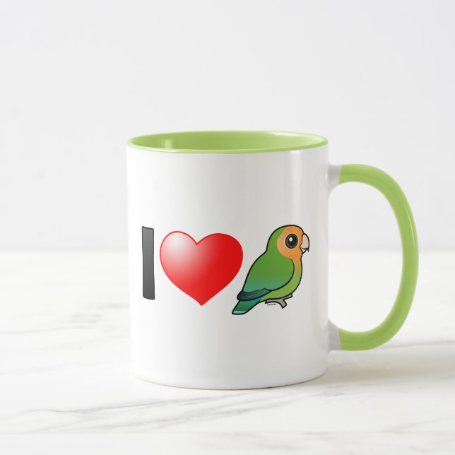 I Love Orangeface Peach-faced Lovebirds Mug (Right)