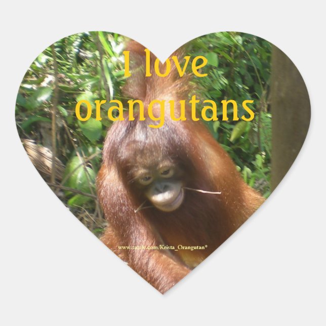 I Love Orangutans Heart Sticker (Front)
