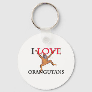 I Love Orangutans Keychain