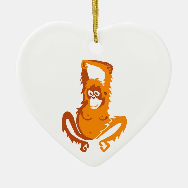 I love ORANGUTANS - Primate - Ape - Wildlife Ceramic Ornament (Front)