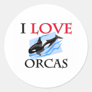 I Love Orcas Classic Round Sticker