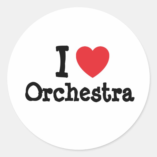 I love Orchestra heart custom personalized Classic Round Sticker (Front)