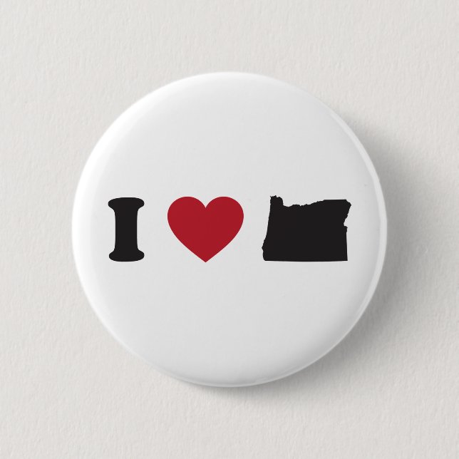 I Love Oregon 2 Inch Round Button (Front)