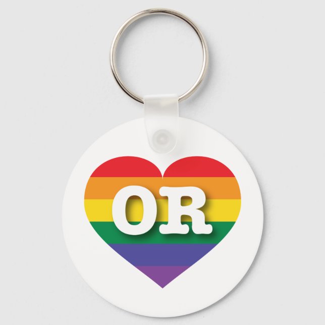 I love Oregon Gay Pride Keychain (Front)