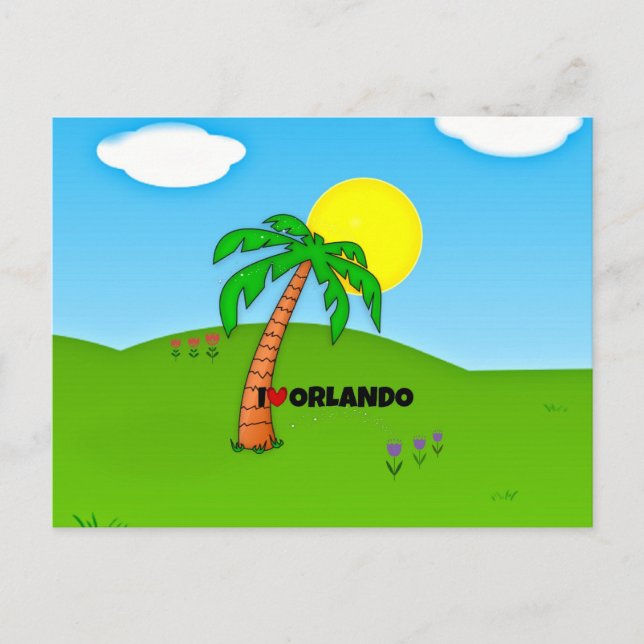 I Love Orlando, Palm Tree and Sunshine Postcard (Front)
