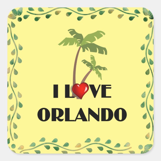 I Love Orlando, tropical design Square Sticker (Front)