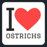 I love ostrichs square sticker<br><div class="desc">I love ostrichs ,  for animal kingdom lovers</div>