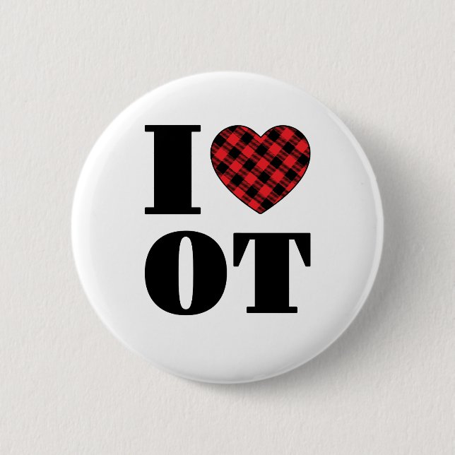 I Love OT Occupational Therapy 2 Inch Round Button (Front)