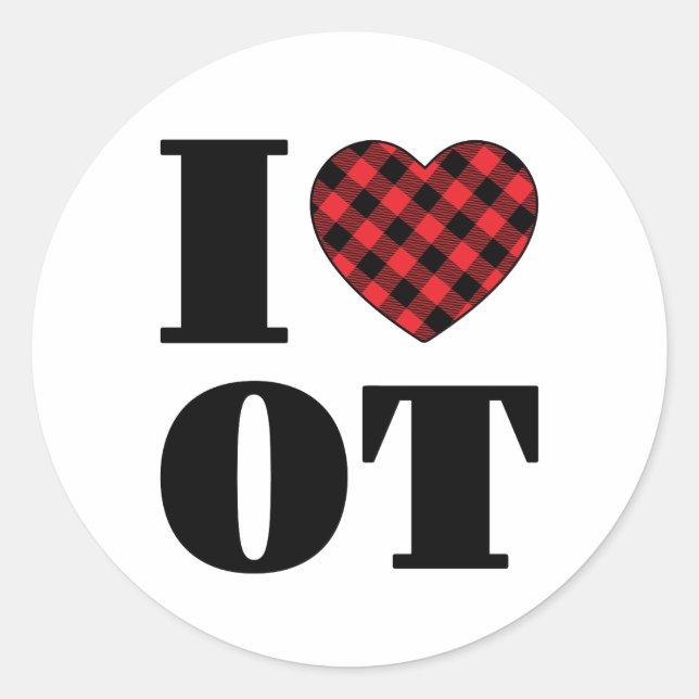 I Love OT Occupational Therapy Classic Round Sticker (Front)