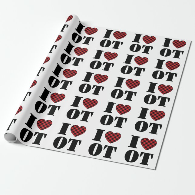 I Love OT Occupational Therapy Wrapping Paper (Unrolled)