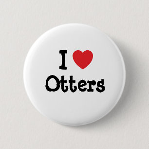 I love Otters heart custom personalized 2 Inch Round Button