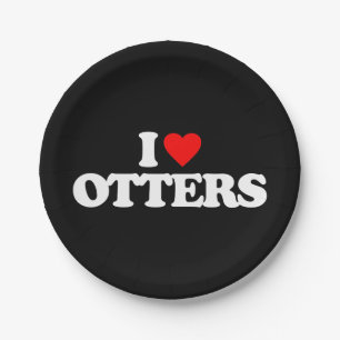 I LOVE OTTERS PAPER PLATE