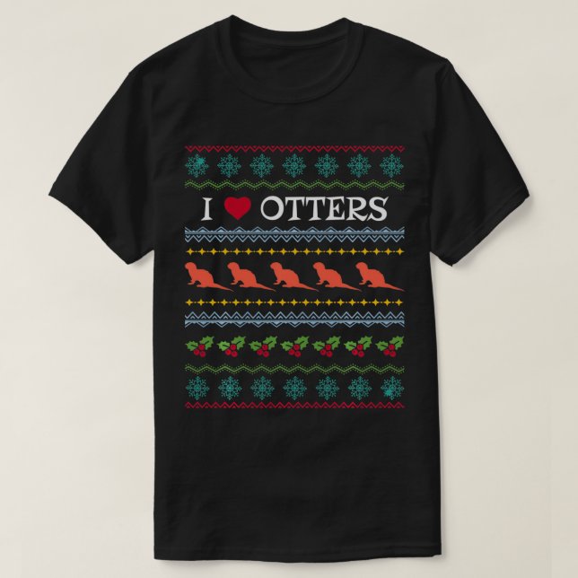 I Love Otters Xmas Ugly Sweater Love Gifts Idea  (Design Front)