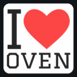 I love oven square sticker<br><div class="desc">I love oven ,  for food lovers</div>