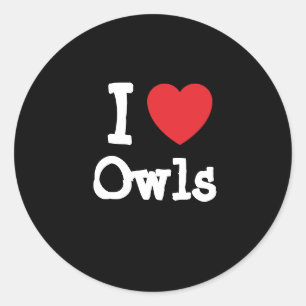 I love Owls heart custom personalized Classic Round Sticker