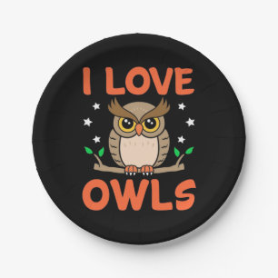 I Love Owls Paper Plate