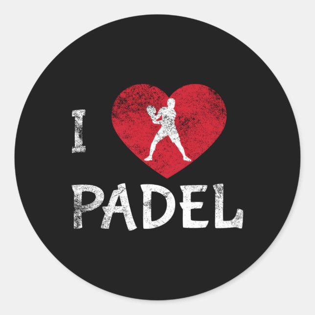 I Love Padel Tennis Padel Racket Padel Paddleball Classic Round Sticker (Front)
