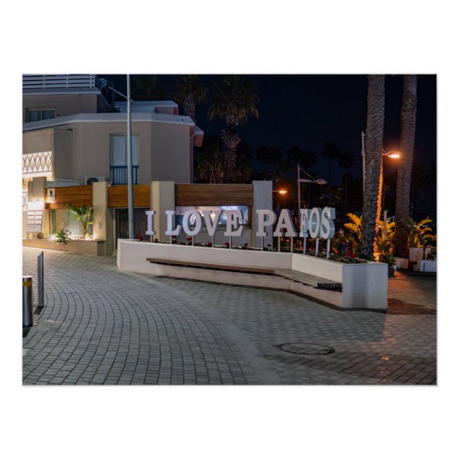 I Love Pafos sign at night (Front)