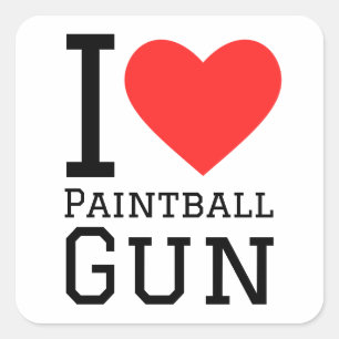 I love paintball gun square sticker