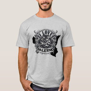 I Love Palermo Sicilia Tattoo Style Design  T-Shirt