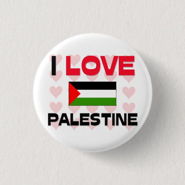 I Love Palestine 1 Inch Round Button (Front)
