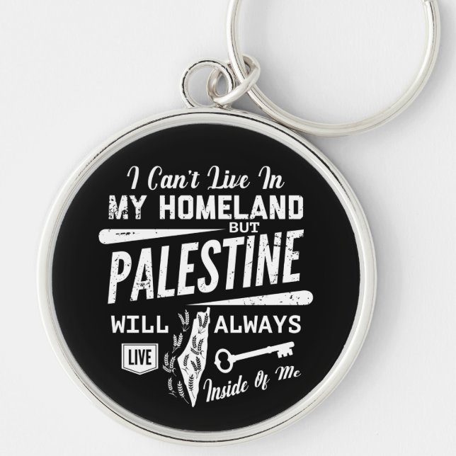 I Love Palestine My Homeland Customizable Keychain (Front)