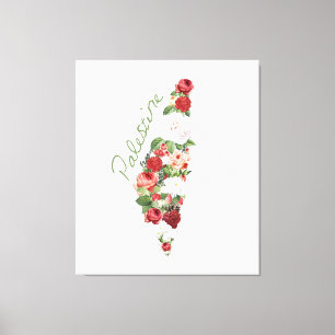 I Love Palestine My Homeland Palestinian Map  Canvas Print