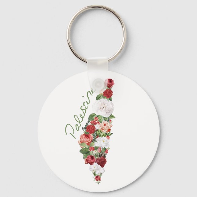 I Love Palestine My Homeland Palestinian Map  Keychain (Front)