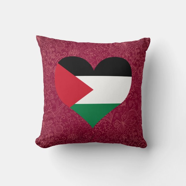 I Love Palestine Throw Pillow (Front)