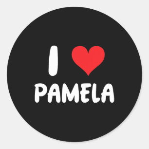 I Love Pamela - Heart - Name  Classic Round Sticker