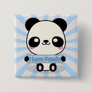 I Love Panda 2 Inch Square Button