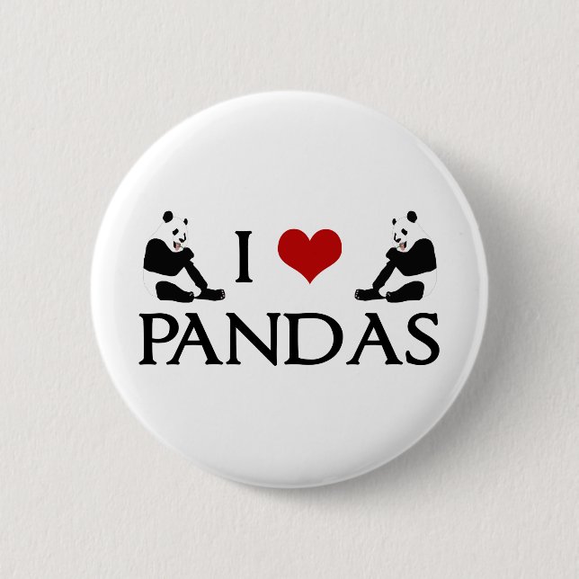I Love Panda Bears Cute 2 Inch Round Button (Front)